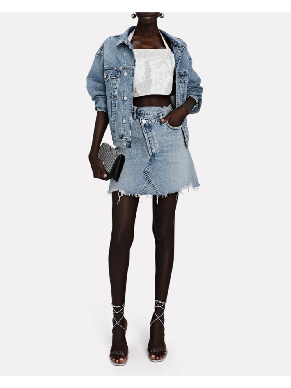 AGOLDE 25 NWT Criss Cross Denim Mini Skirt CP1-109